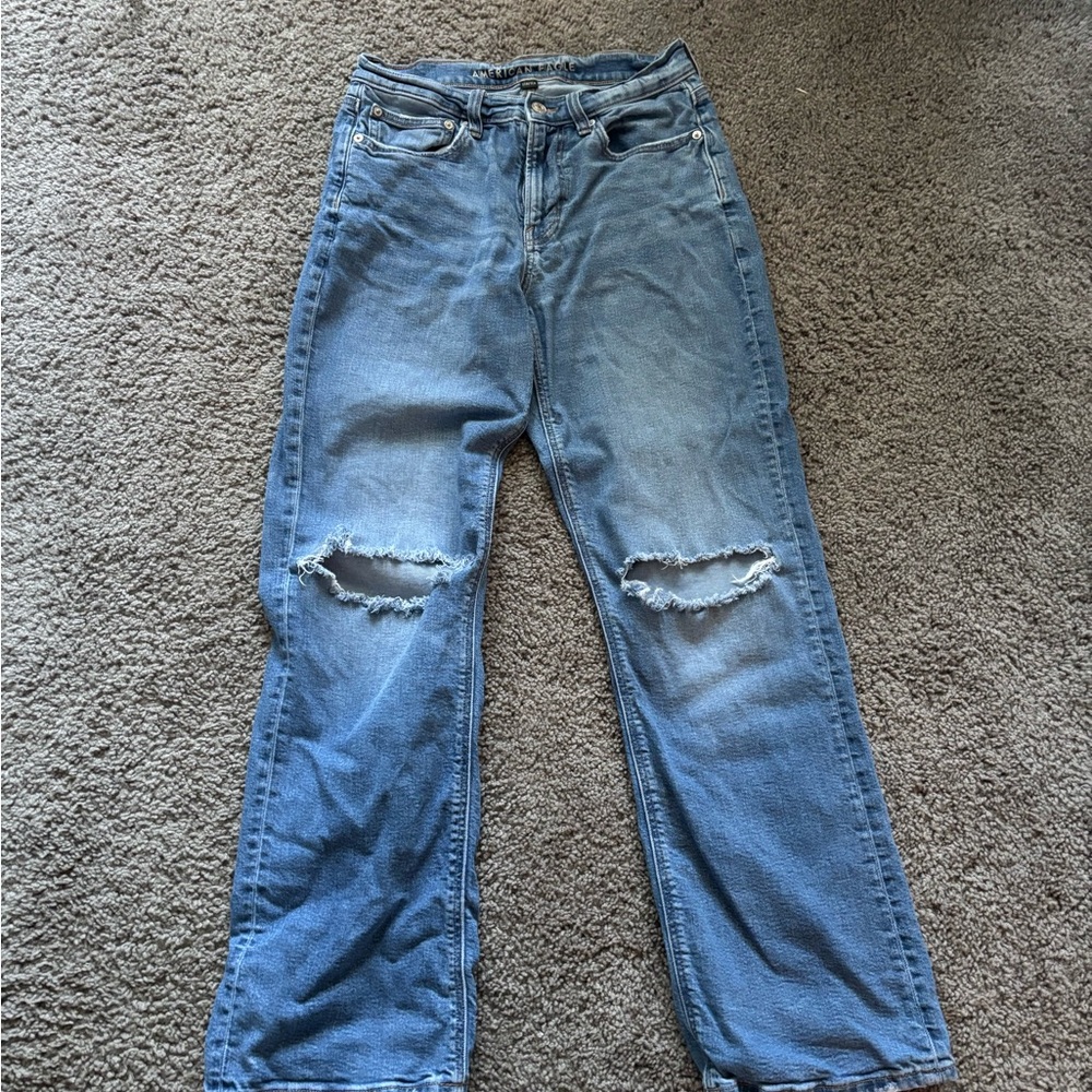 American Eagle Outfitters Blue Boyfriend Jeans Distressed